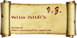 Velics Zoltán névjegykártya